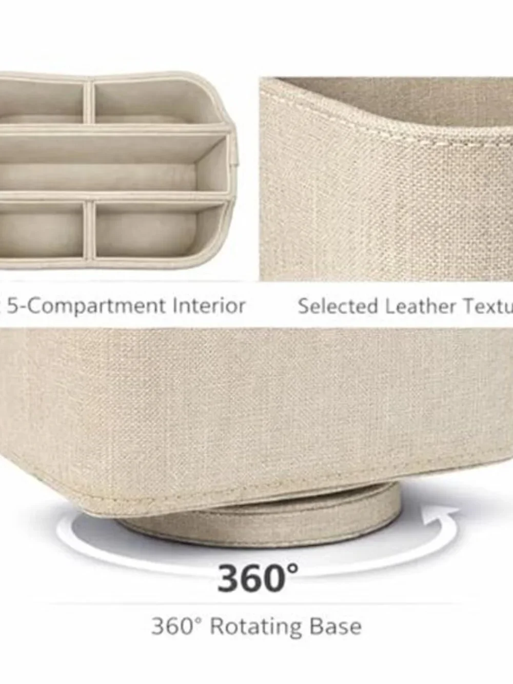 Rotating Desk Organizer 360 Spinning Caddy Remote Holder Office Storage Beige